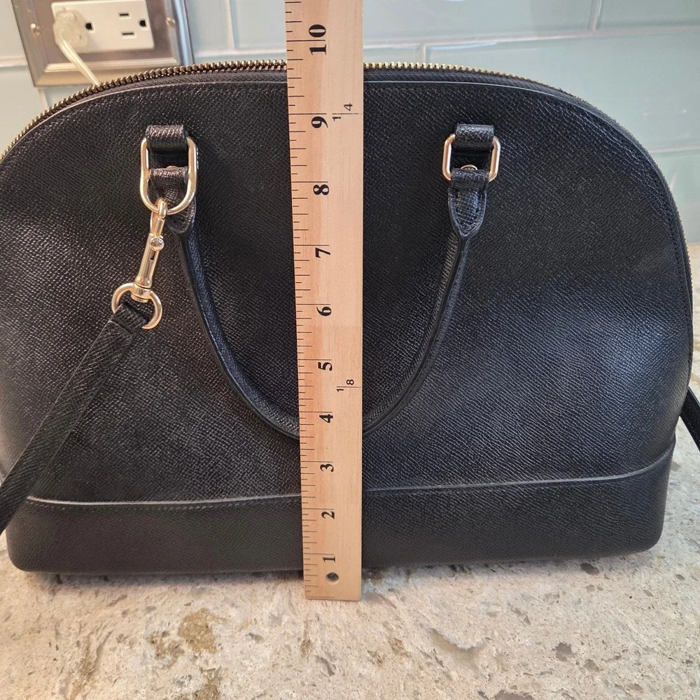 Coach Sierra Satchel Black Crossgrain Leather Dome Bag F27591 Womens